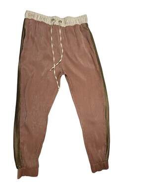ZARA Shimmer Pleated Jogger Trousers with Velvet Stripe L